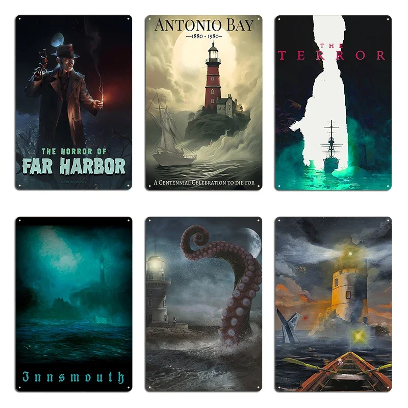 the terror 2018 The Horror Of Far Harbor Great Old One Rising out of the Depths Metal Home Design Personalized Tin Sign Poster