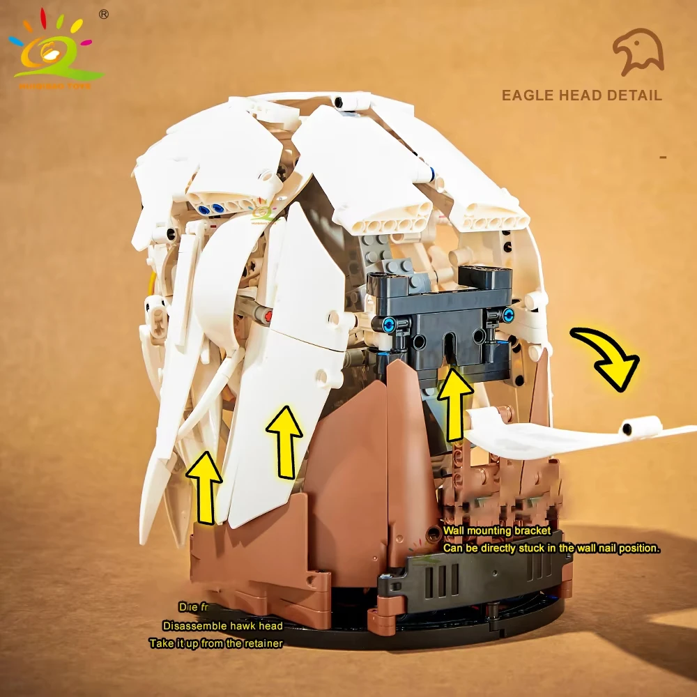 Hot selling 1000+pcs Wolf Deer Eagle Head Model Building Blocks Assembly Set Wall Decoration Wall Sculpture Home Decoration Toys