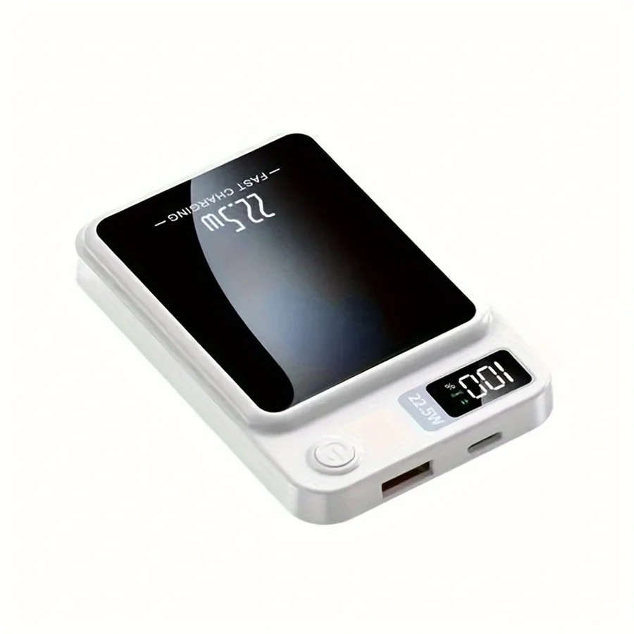 10000mAh Kabellose Powerbank mit Magnetständer 22,5W PD & 20W Schnellladung USB/Typ-C Tragbares Ladegerät für iPhone/Android LED-Digitalanzeige für Reisen & Notfälle