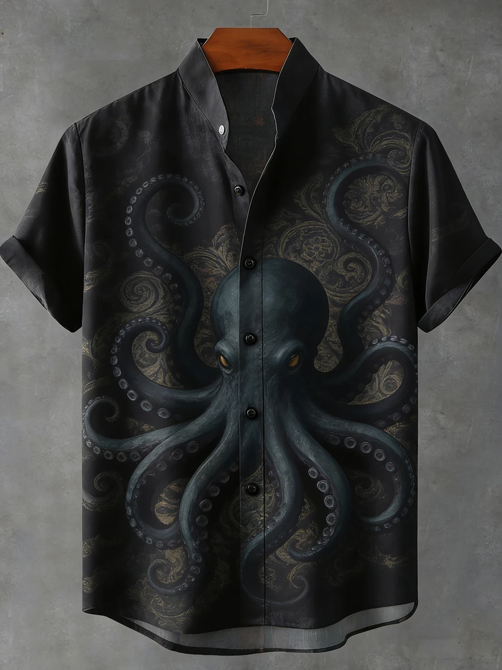Men's Summer Retro Linen Short Sleeve Shirt Ocean Octopus 3D Printed Shirt Hawaiian Vacation Outdoor Fishing Clothes for Men