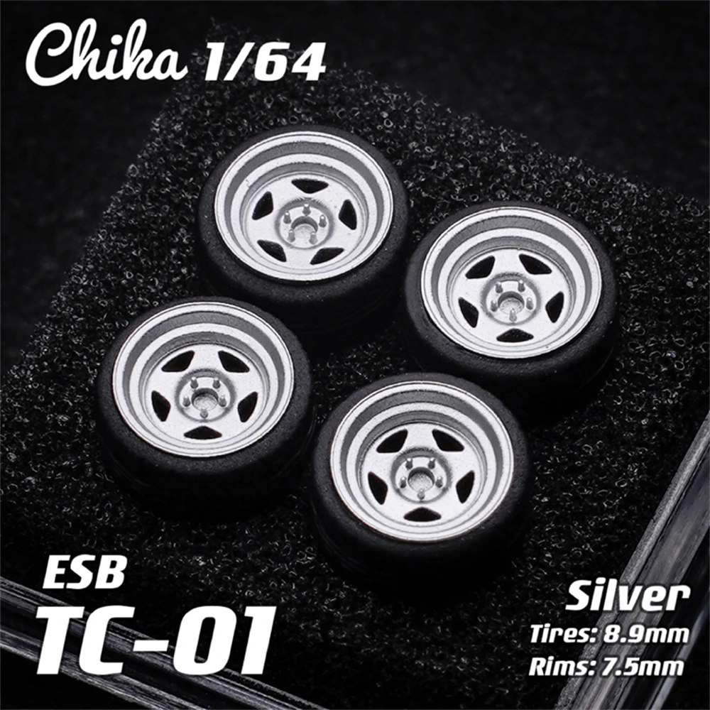 Nabes Chika 1/64 Model Car Wheels with Rubber Tires Luxurious Modified Parts JDM VIP for Hotwheels Tomica MiniGT D:10.5mm/9.7mm