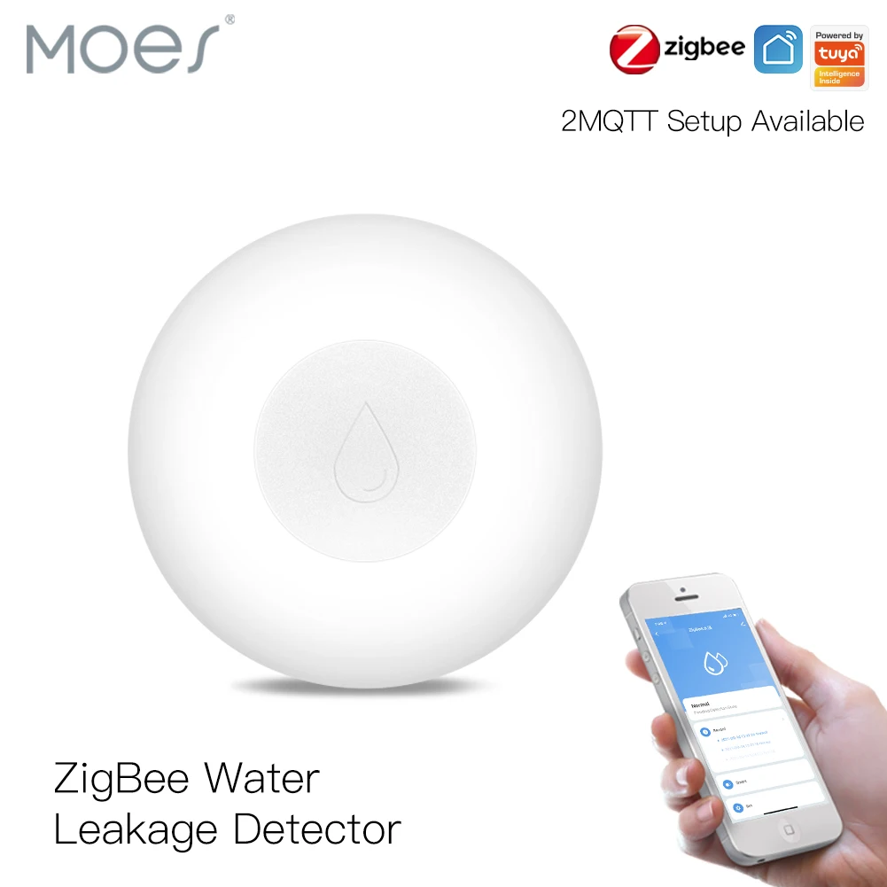 ZigBee Flood Sensor Water Leakage Detector Water Tank Full Alert Overflow Security Alarm System Tuya Smart App Remote Control