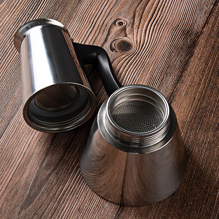 300ML Electric Moka Coffee Pot 304 Stainless Steel Tea Flask Espresso Coffee Maker Silver Coffee Kettle - Image 3
