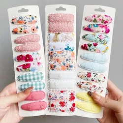 6/10Pcs/set New Women Girls Embroidery Print Waterdrop Shape Hair Clips Sweet Hairpins Barrettes Headwear Kids Hair Accessories