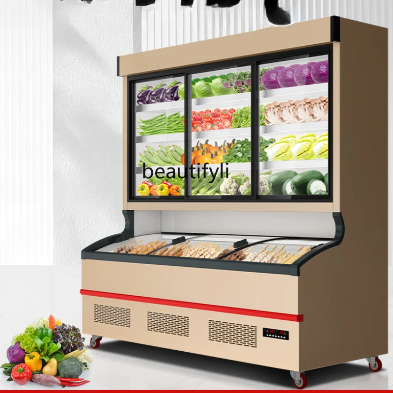 Commercial Food Displaying Refrigerator Barbecue Frozen Freezer Vegetable Fresh Cabinet Restaurant Refrigerated Display Cabinet