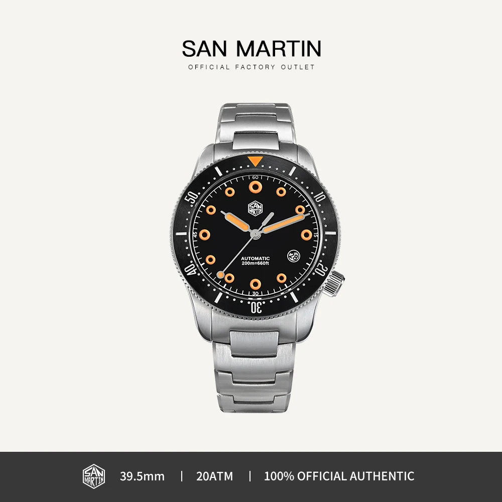 

San Martin 39.5mm Men Diver Watch YN55 Automatic Mechanical Original Design Watches Sapphire Waterproof 200M Luminous SN0142