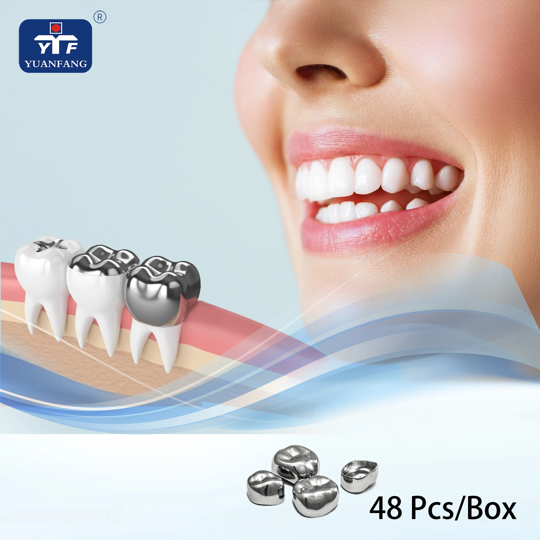 48/96PCS Dental Kids Adult Crowns Primary Molar Teeth Crown Stainless Steel Orthodontic Deciduous Crown Preformed Temporary