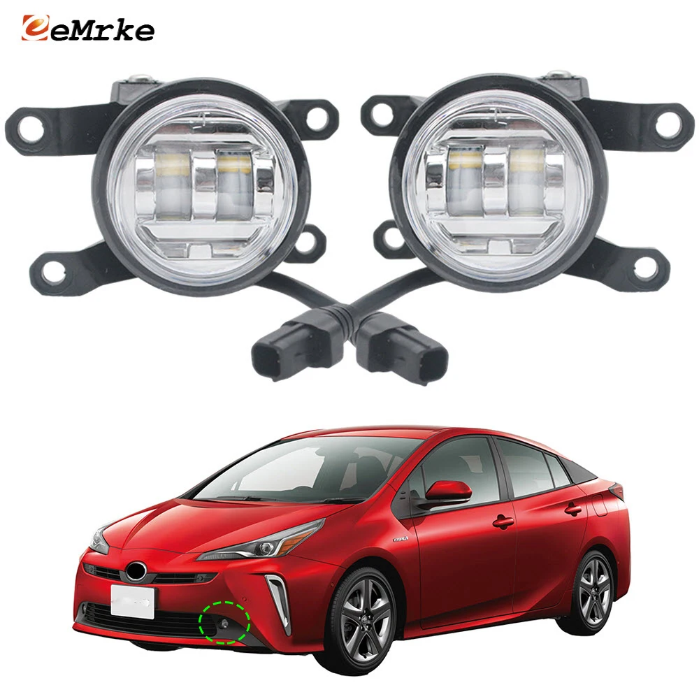 2X 30W Led Car Fog Lights Assembly Fog Driving Lamp with Lens DRL for Toyota Prius XW50 (ZVW50 ZW50) IV Facelift 2019-2022