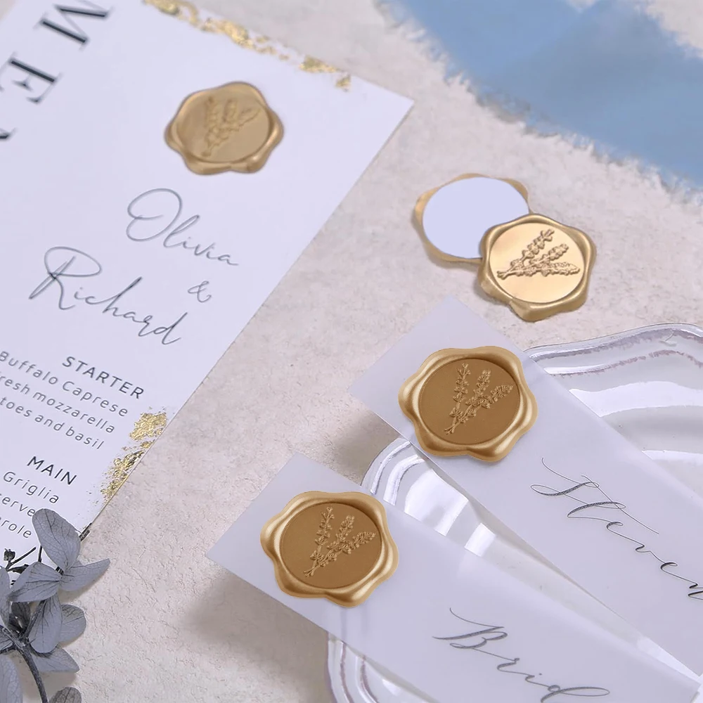 30 Olive Branch Love Tree Style Wax Seal Stickers Self-Adhesive Wedding Invitation Envelope Seal Gold Stickers