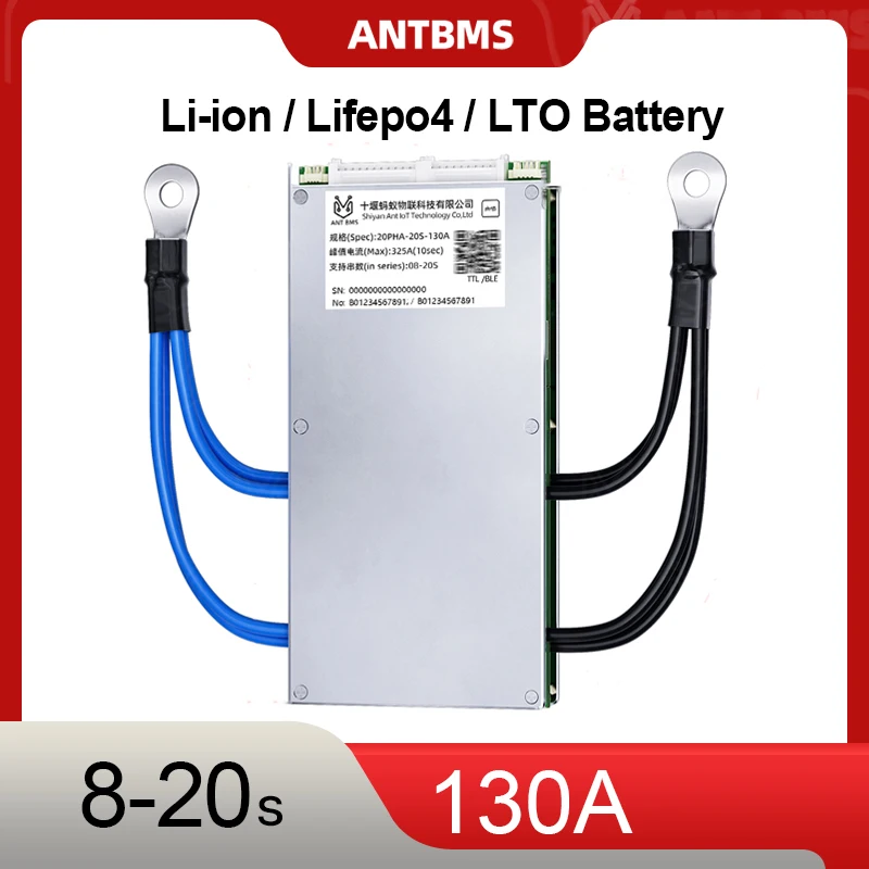 ANT SMART 8-20S BMS130A protection Board With BT/APP Voltage range 24V-72V LiFePO4 LTO Li-ion For solar energy storage E-bike