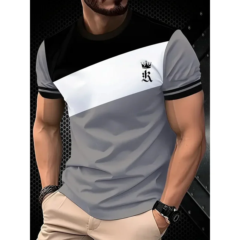 Summer classic men's T-shirt: Outdoor round-neck short-sleeved top with striped print, loose street men's T-shirt with additiona image 5