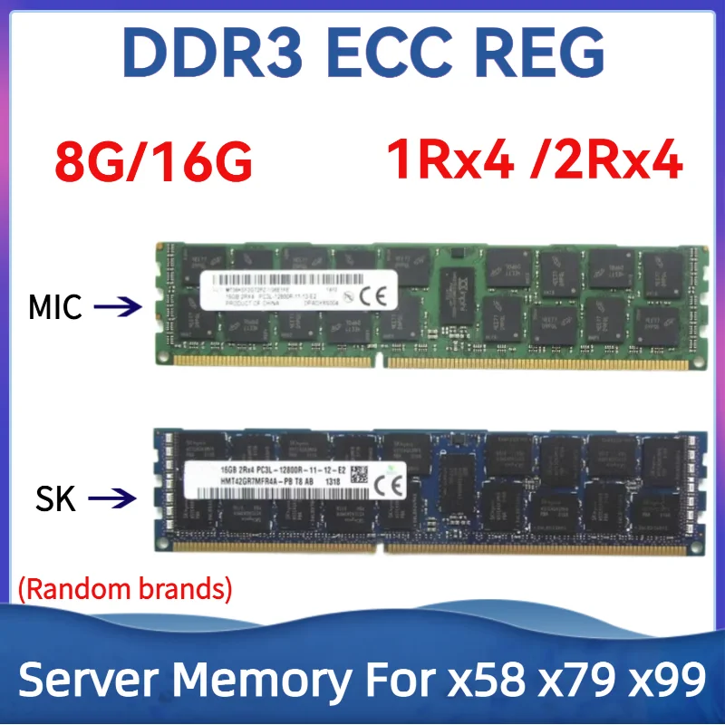 DDR3 ECC REG Ram 8GB 16GB Server Memory 1333MHz 1600MHz 1866MHz 10600R 12800R 14900R RDIMM for X59 X79 X99 Server Motherboard