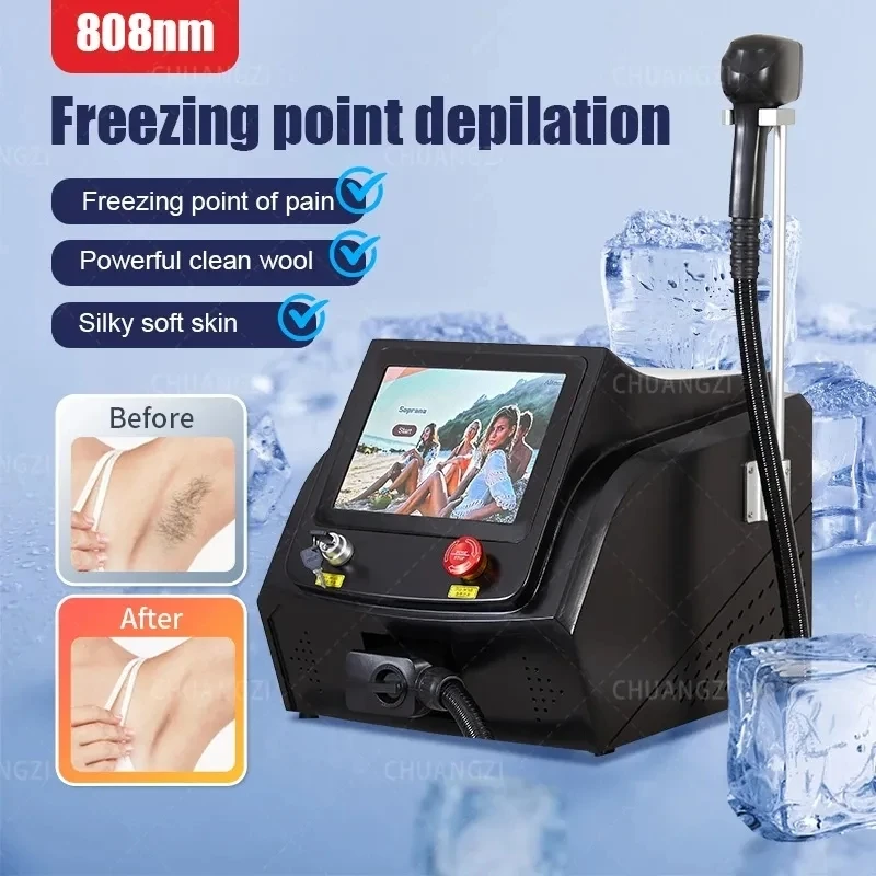 

Black Laser Freezing Point Diode Permanent Painless Hair Removal 755nm 808nm 1064nm Machine Cooling Head Hair Removal Device