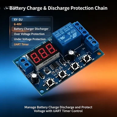 XY-DJ DC 6-40V Charge Discharge Integrated Module, Overvoltage/Undervoltage Protection with Serial Timer