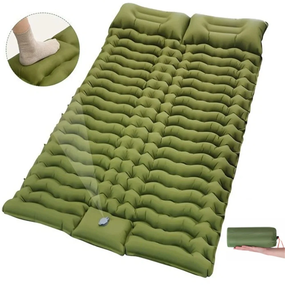 

Сверхлегкий надувной спальный коврик со встроенным ножным насосом, прочный компактный водонепроницаемый надувной матрас для кемпинга, пешего туризма