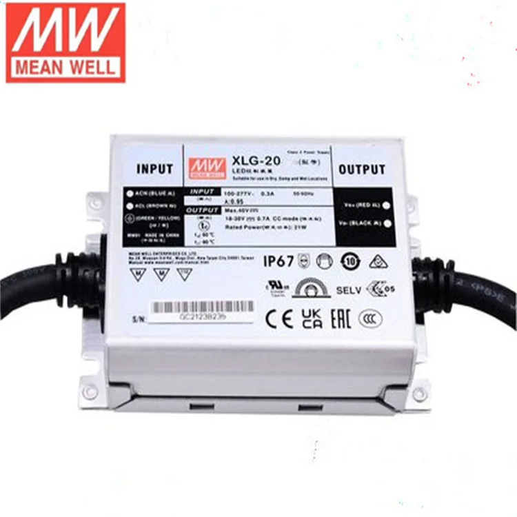 MEAN WELL XLG-20 20W  Constant current mode output LED driver XLG-20-H/L/M-B  Switching Mode Power Supply  XLG 20  LED