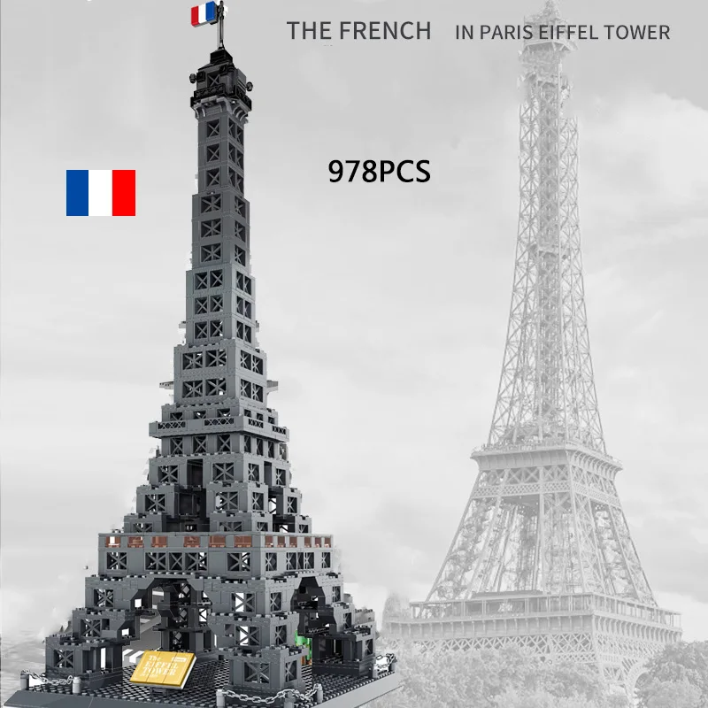 

Креативная современная архитектура, строительный блок, Эйфелева башня, Париж, Франция, строительная модель, кирпич, коллекция развивающих игрушек