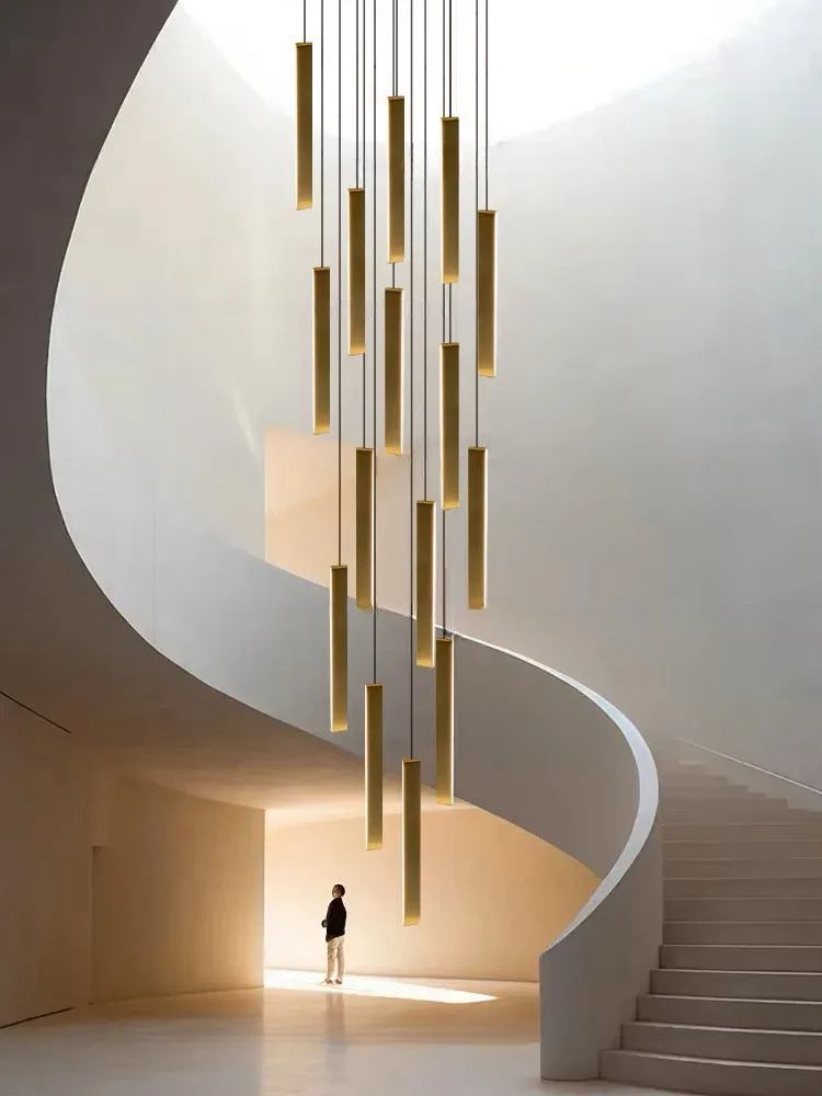 

Staircase Pendant Light Led Modern Chandelier Designer Lighting Wire Black Gold Living Room Chandelier Nordic Restaurant Lamps