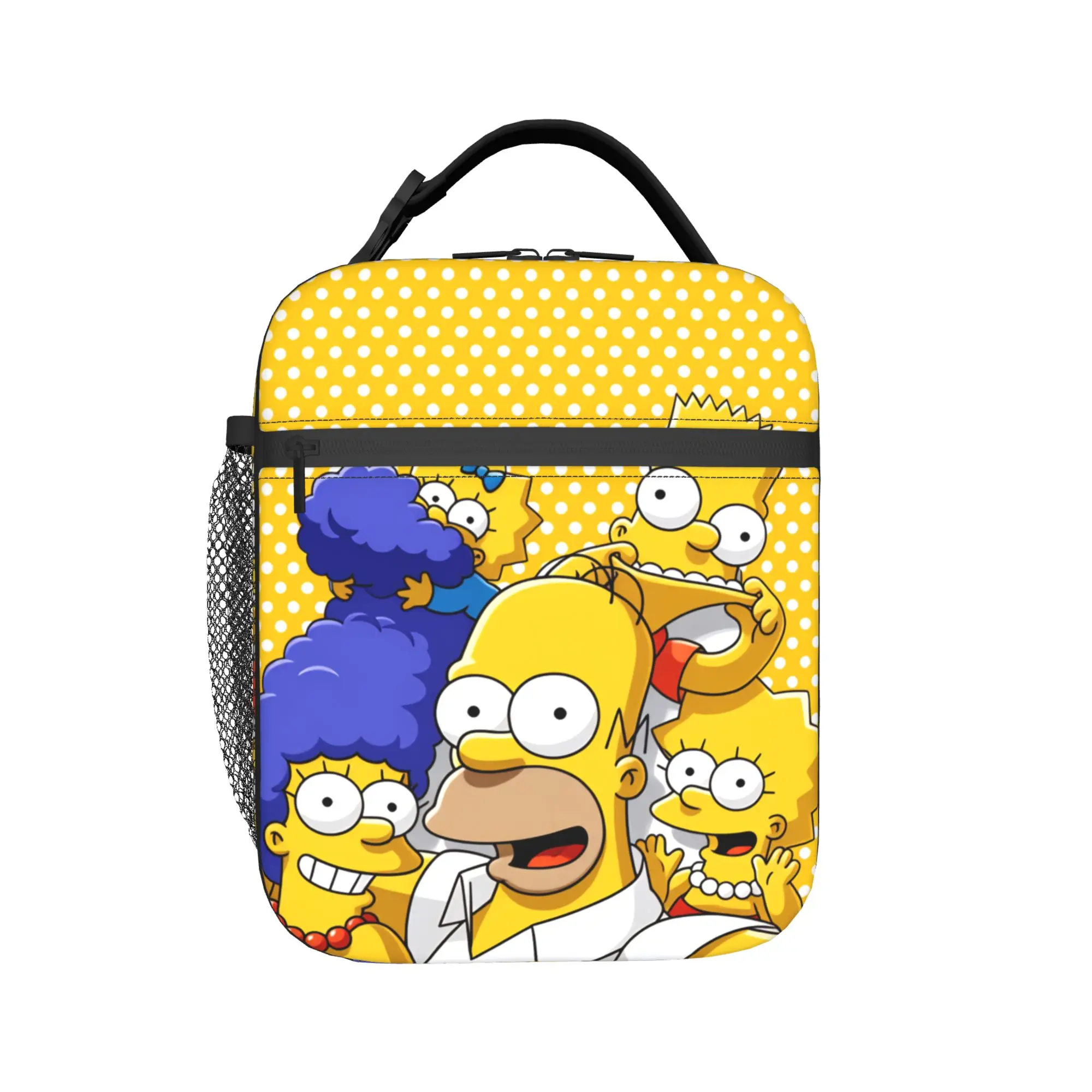 Cartoon S-Simpsons Family Portrait Lunch Bag Fashion Lunch Box For Child Picnic Zip Cooler Bag Oxford Print Thermal Lunch Bags