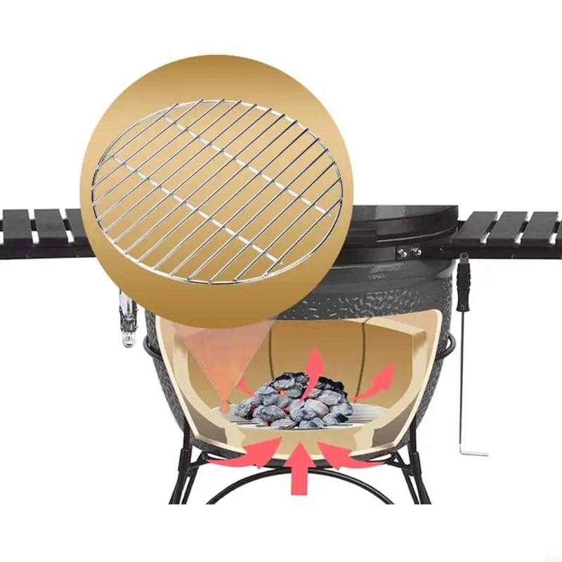 Runder Holzkohlerost aus Edelstahl, Grillrost, Ersatz für Grill- und Campinggrills Freien, Teil B03E – Detail 2