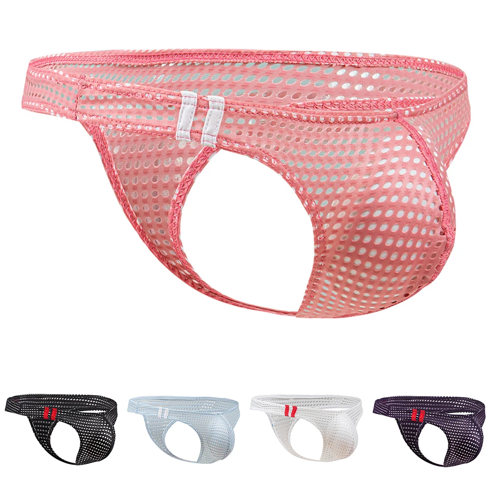 

Low Waist Men's Mesh Underpants with Breathable Thin Material and Pouch Offering Comfortable Fit for Daily Wear