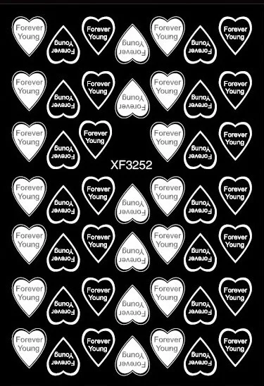 검은 흰색 문자 네일 아트 스티커 손톱 아트 장식을위한 추상 얼굴 라벨 슬라이더 DIY 단어 디자인 UV 젤 매력