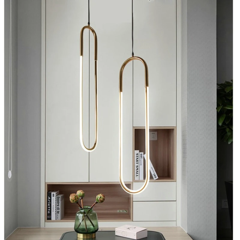Modern Minimalism Personality U-shaped Chandelier Bar Counter Cafe Three-color Adjustable Romantic Decoration Lamps and Lanterns