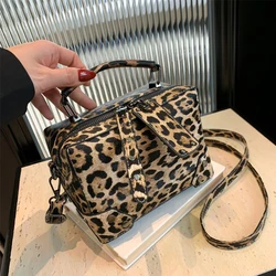 New Leopard Messenger Bag PU Leather Shoulder Women's Handbag High Quality Aesthetic CrossbodyBags for Women Trend 2024 Fashion