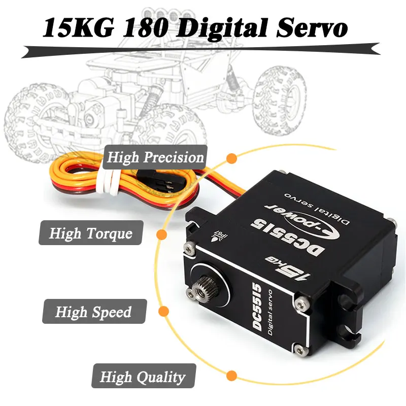 E-POWERRC DC5515 Servo digitale da 15 kg 180 ° /270 ° 360 °   Cassa completamente in alluminio Ingranaggio in acciaio inossidabile Coppia elevata RC Climb Car Parti fai da te Giocattolo