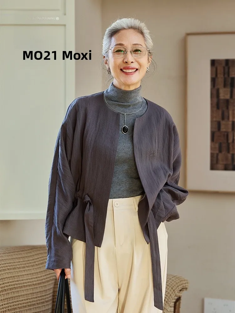 

Muzhi Mom Spring Fashion Short Thin Jacket Middle-Aged New Style Women's Outerwear Spring Autumn Stylish Loose Fit Cardigan