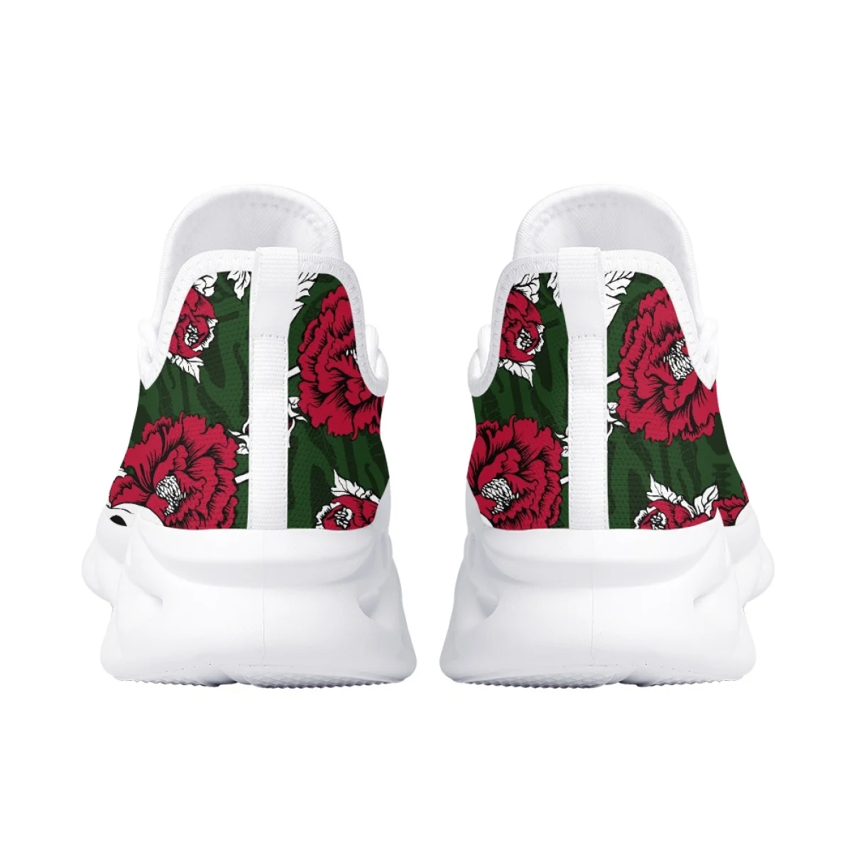 Belidome Rose Skull Flag Design Shoes Womens Athletic Running Mesh Breathable Casual Sneakers Lace Up Walking Footwear Zapatos