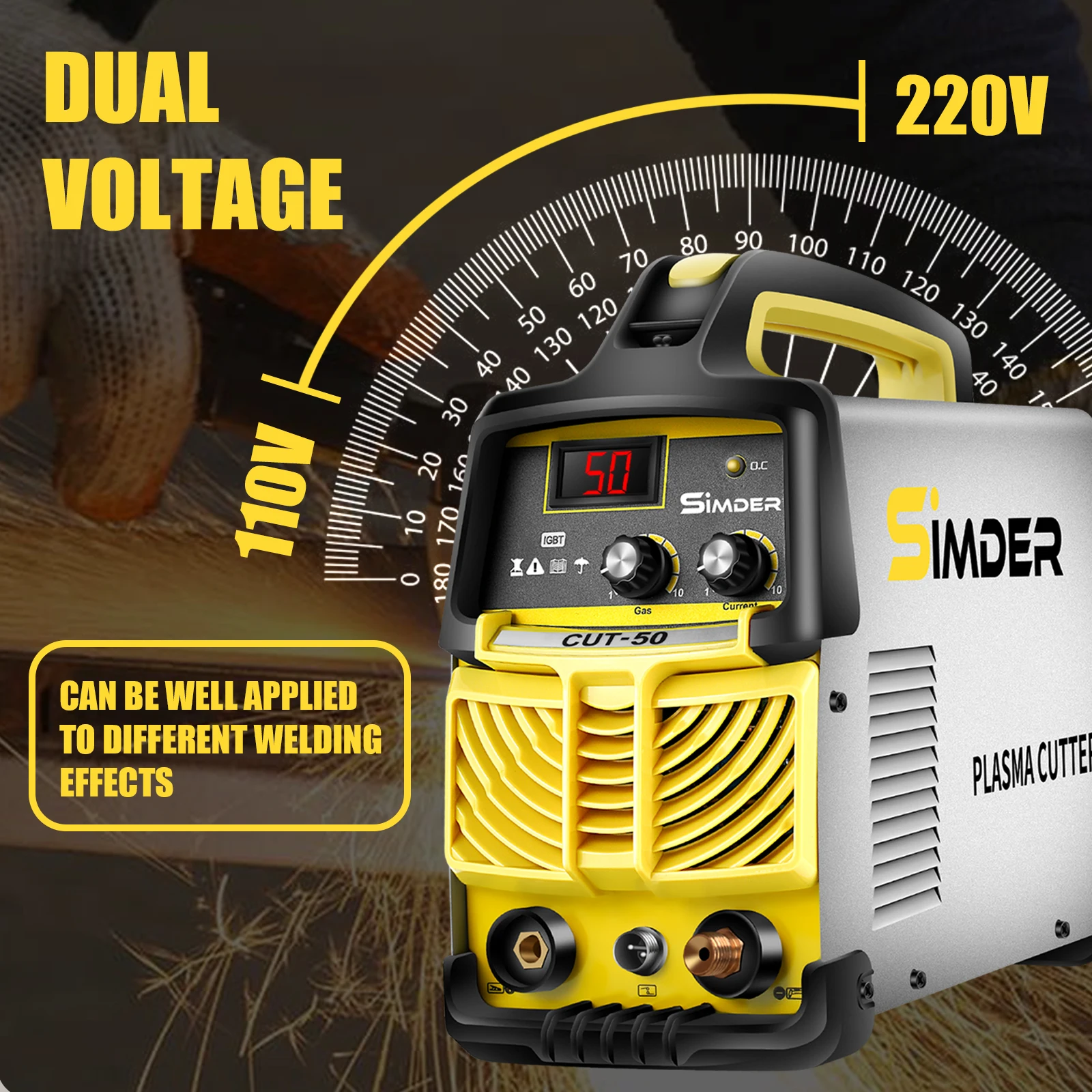 50Amp Plasmasnijder Machine met Dual Voltage 110 V/220 V Non-Pilot Arc 1/2 Inch Clean Cut Plasmasnijapparatuur