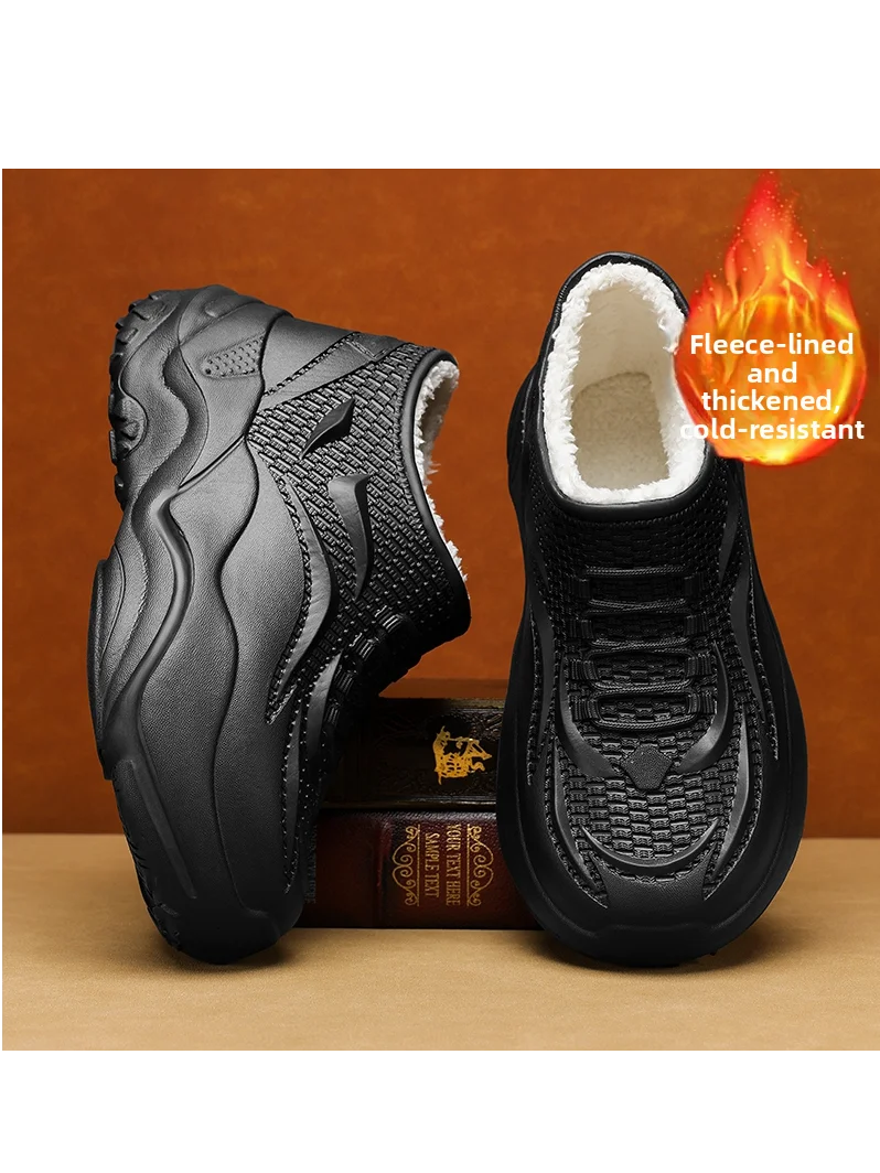 

Нескользящие кухонные мужские зимние хлопковые тапочки на мягкой подкладке Work oes, маслостойкие водонепроницаемые тапочки для шеф-повара...