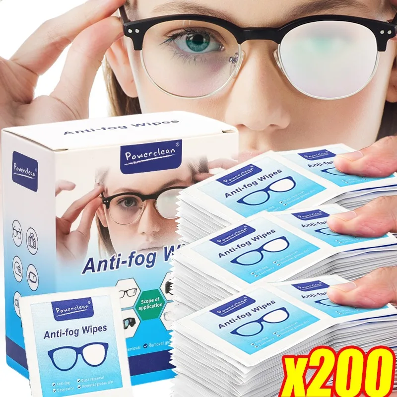 100pcs/box Glasses Cleaner Wet Wipe Disposable Anti Fog Misting Dust Remover Cleaning Len Wipes Sunglasses Phone Screen Cleaning