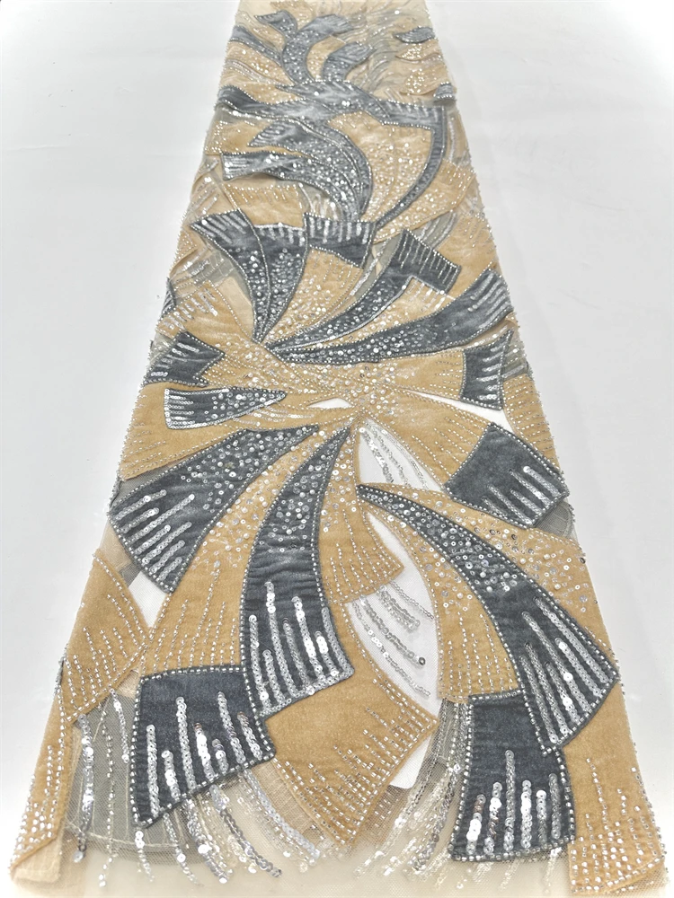 高級アフリカスパンコールビーズレース生地 2025 新高品質新郎ナイジェリアウェディングブライダル刺繍フレンチチュール素材