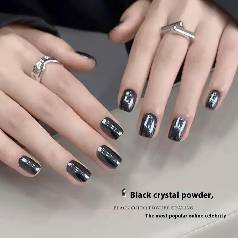 Black Crystal Coated Glitter Sequin Highlight Shine Nail Charm Nail Decoration Nail Salon Manicure Supplies