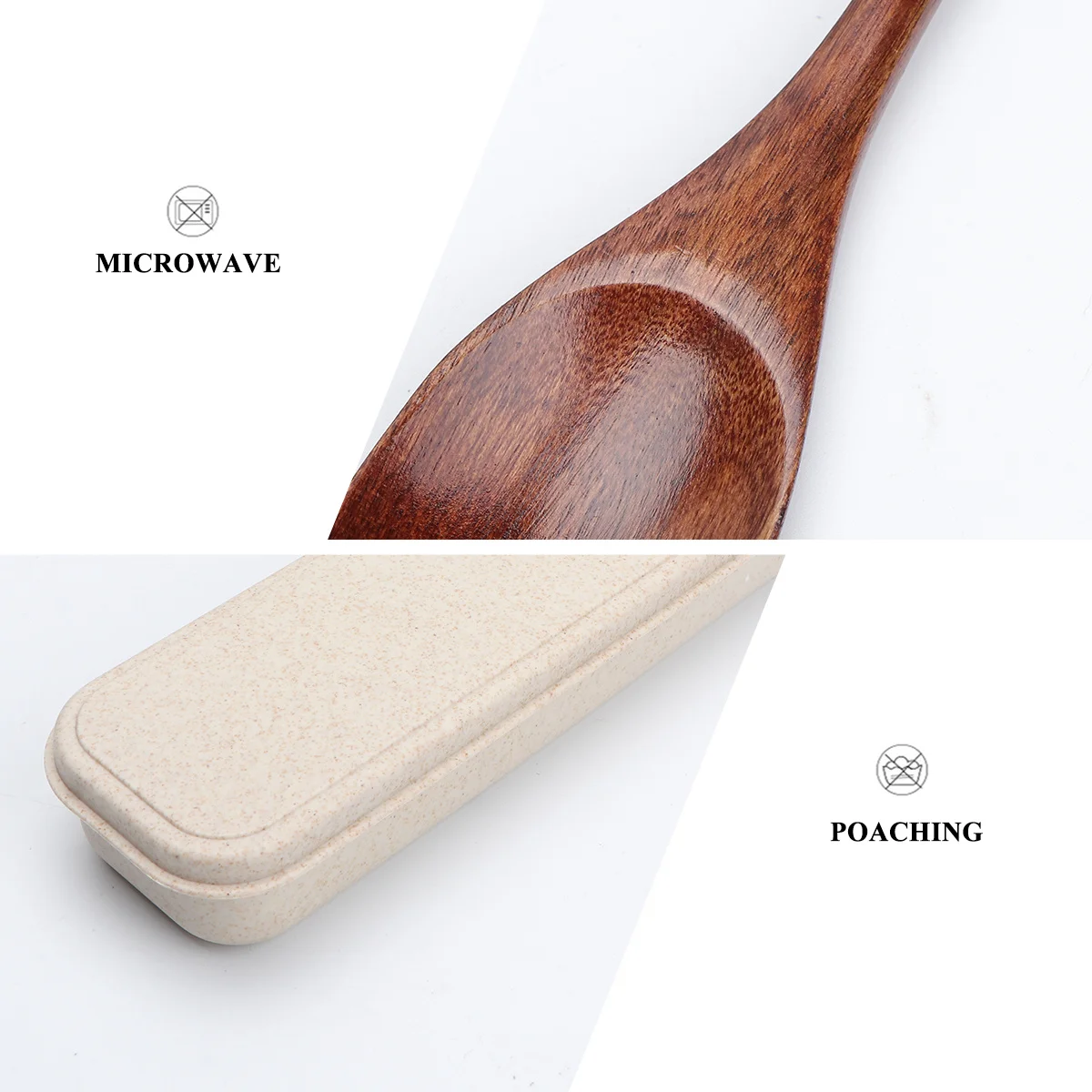 

3Pcs Wooden Spoon Chopsticks Set Reusable Safe Flatware Kit Portable Box for Travel Picnic Dinnerware Set