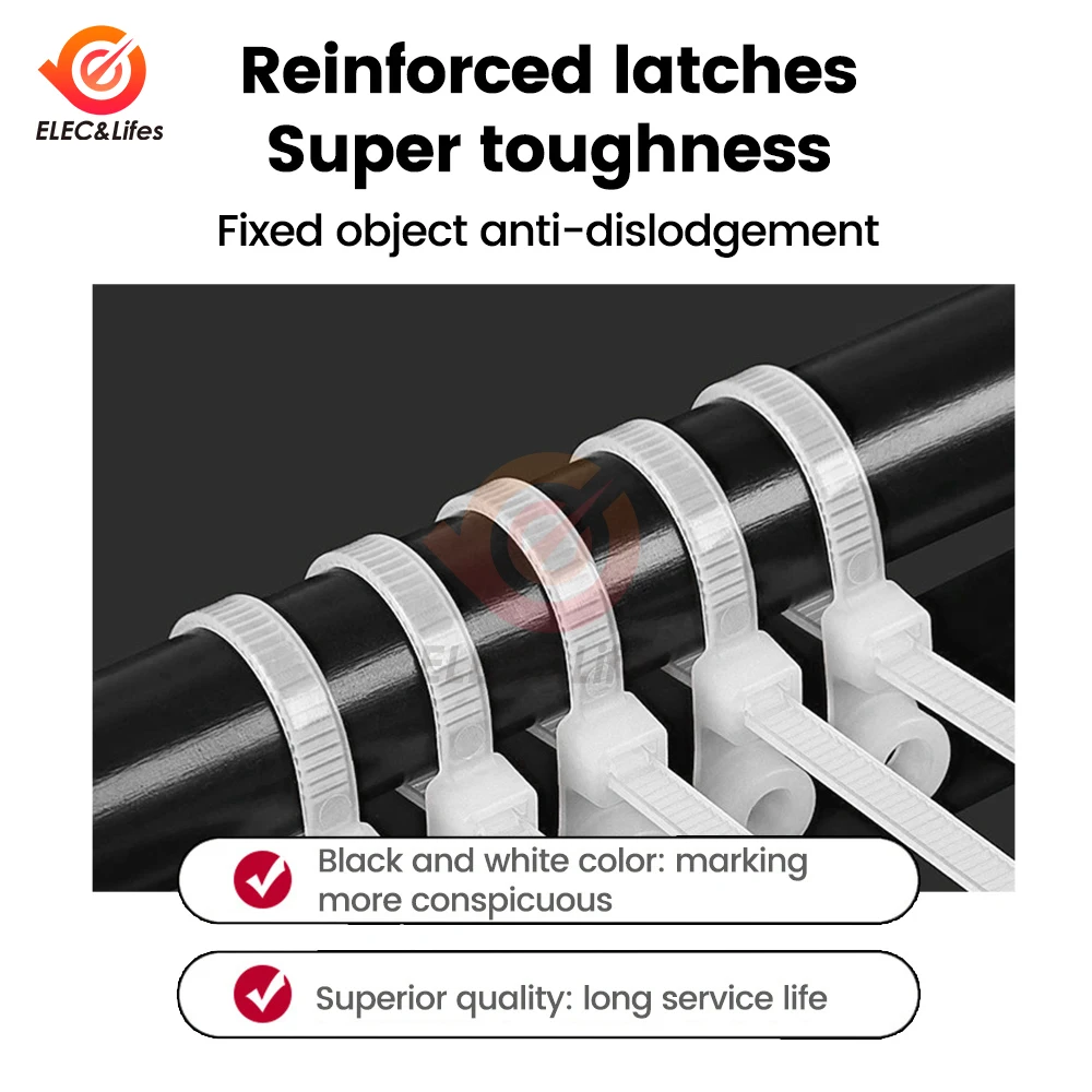 100PCS Screw Hole Cable Ties Fixed Cable Tie Nylon Cable Zip Ties With Screw Hole Mount Self Locking Loop Wrap Bundle Tie Straps