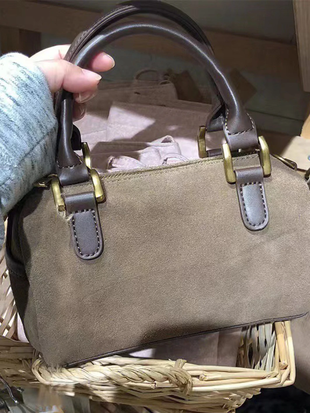 Bolso de hombro de ante de imitación Vintage americano para mujer, bolsos de alta calidad para mujer, estilo escolar, bolsos de moda de calle, 2024