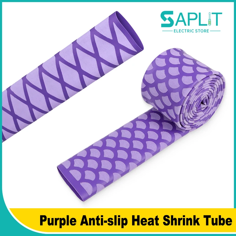 1m Purple Anti Slip Heat Shrink Tubing 15/18/20/22/25/28/30/35/45mm for Fishing Rod DIY Electrical Insulated Protection Sleeve