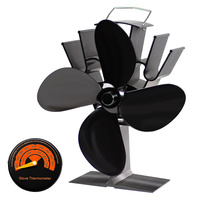 4 Blade Heat Powered Stove Fan Log Wood Burner Eco Friendly Quiet Fireplace Fan Winter Warm Home Efficient Heat Distribution