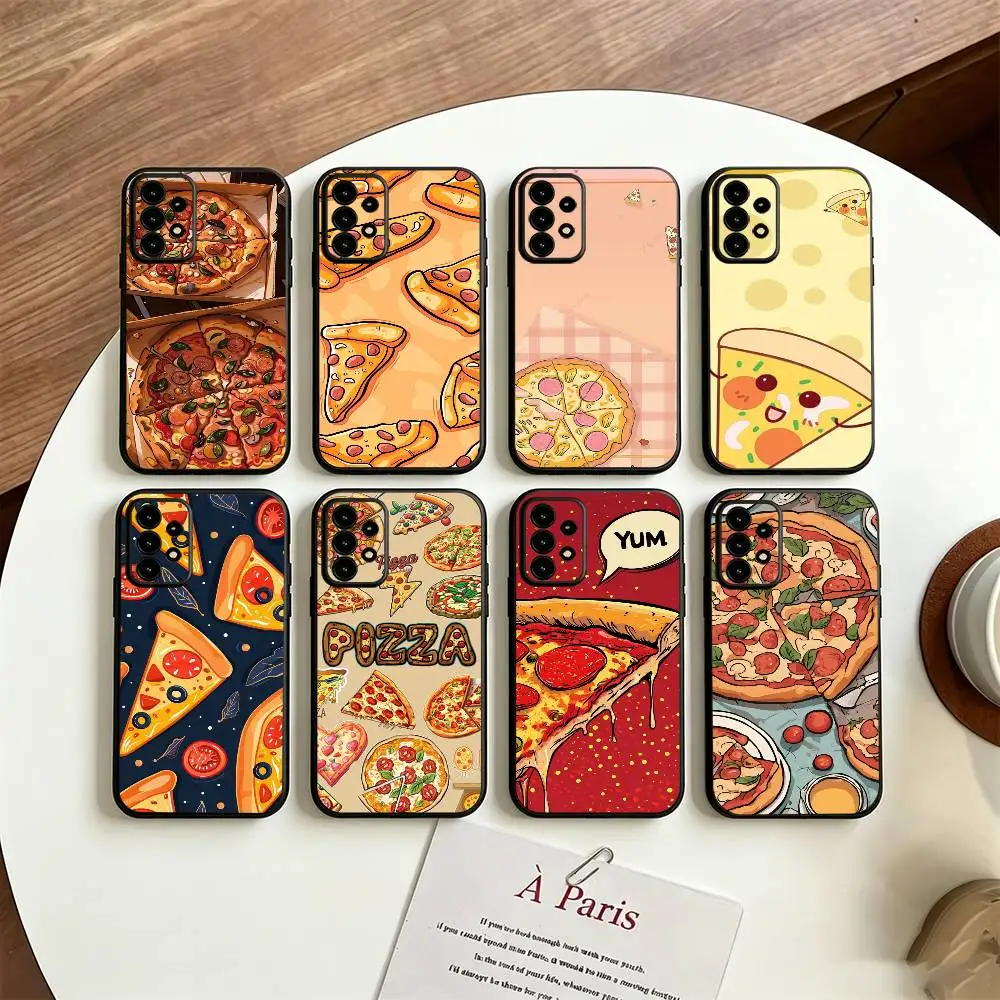 Fashion Pizza Print For Samsung S25,24,21,22,23,30,Ultra,20,Plus Black soft silicone case