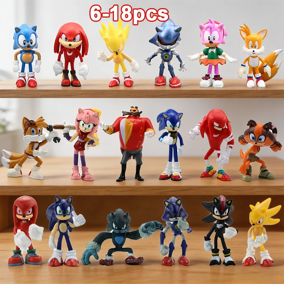 6-18Pcs/Set Sonic Figure Tails Werehog Action Figures Knuck…