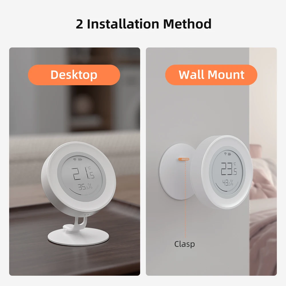 AVATTO Tuya ZigBee E-ink Screen Smart Temperature And Humidity Sensor Low Power Battery Version Works With Alexa Google Home