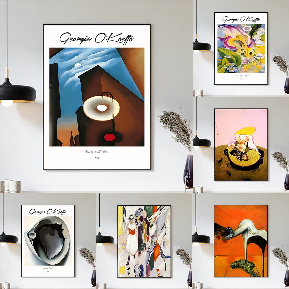 Abstract Georgia O Keeffe Print Modern Exhibition Wall Art Poster Home Wall Art Famous Canvas Painting Colorful Print
