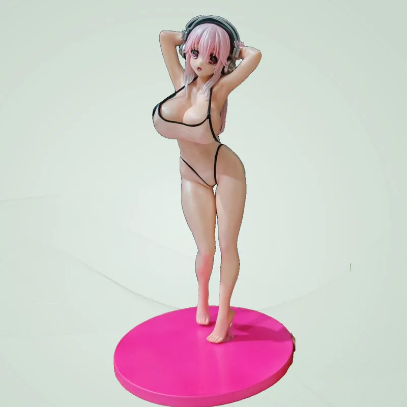 

Фигурка Super Sonico в наушниках, в летнем купальнике, в стоячей позе, из ПВХ, модель для декора рабочего стола, для фанатов аниме и коллекционеров-отаку