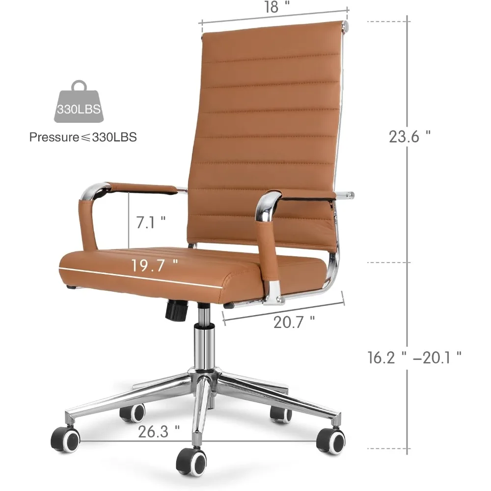 Home Office Chair Ribbed, Modern Leather Conference Waiting Room Chairs,Ergonomic Office Desk Chair, High Back Executive