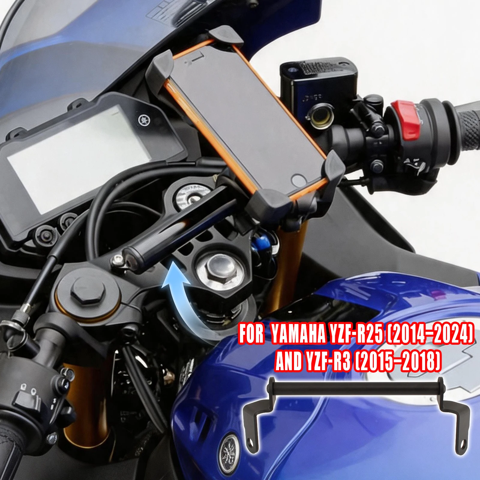 For Yamaha YZF YZFR3 2015-2018 YZFR25 2014-2024 Motorcycle GPS Navigation Bracket Smart Phone Holder Plate Adapt Levers