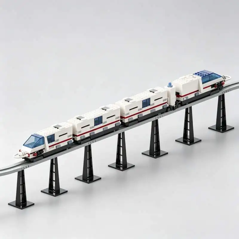 1122PCS Futuristic White Monorail Cargo Carrier Building Blocks Space Railway Transport Model DIY Assembly Toy Display Collectio