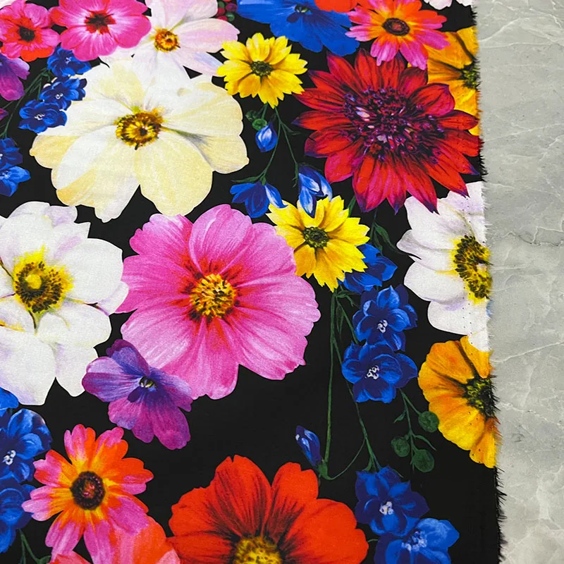 Brand Fashion Design Poplin Cotton Fabric Natural Organic Flower Printed Fabrics Cloth for Dress Diy Sewing Material Wholesale